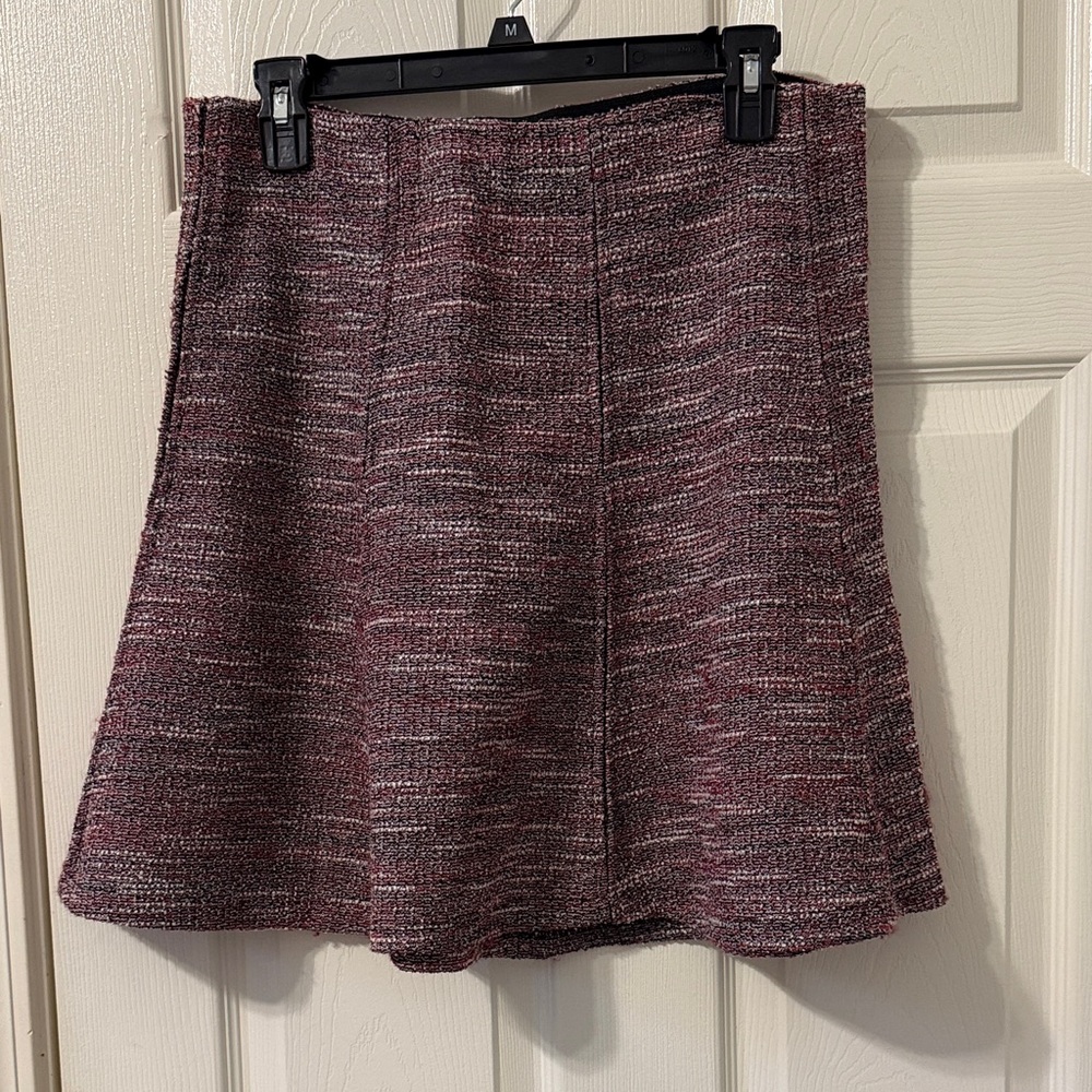 Pull-on Tweed A-Line Skirt - Maroon